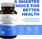 L-Metilfolato 15 mg | 120 Cápsulas | Potencia Máxima | Folato Activo | Sin Gluten | VITAJAX