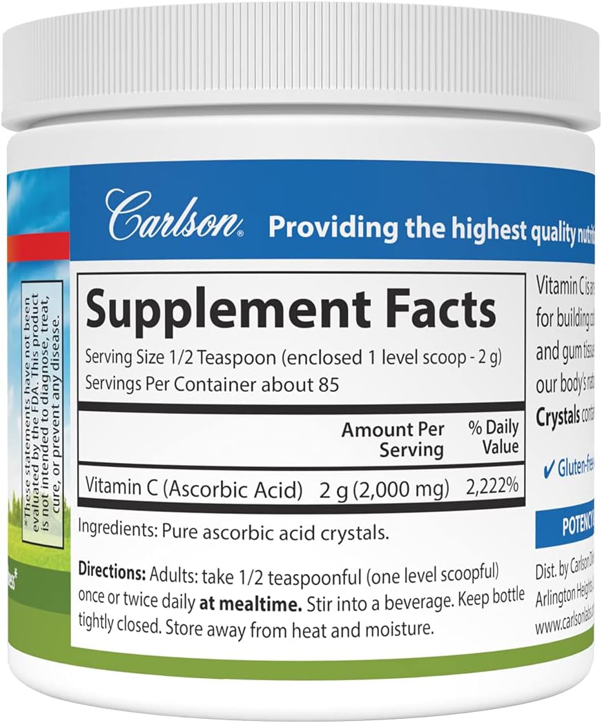 Carlson Labs Vitamina C en Cristales No OGM, 170g (6 oz)