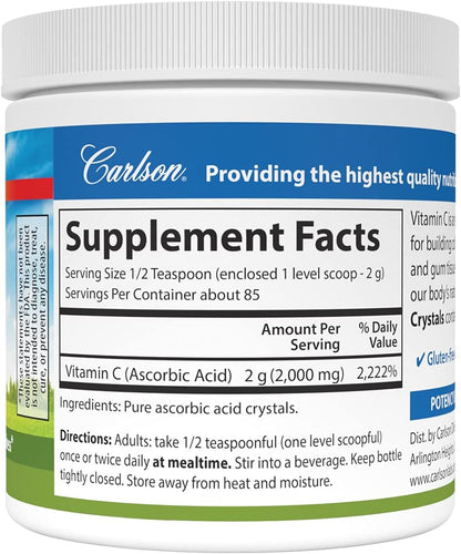 Carlson Labs Vitamina C en Cristales No OGM, – Alta pureza: Cristales de ácido ascórbico de grado alimenticio, sin – Image 2