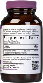 BlueBonnet Ácido Pantoténico 250 mg - 60 Cápsulas Vegetales