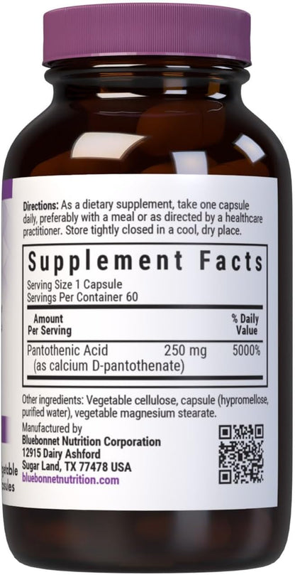 BlueBonnet Ácido Pantoténico 250 mg - 60 – Contribuye a la reducción del cansancio y la fatiga. – Image 2