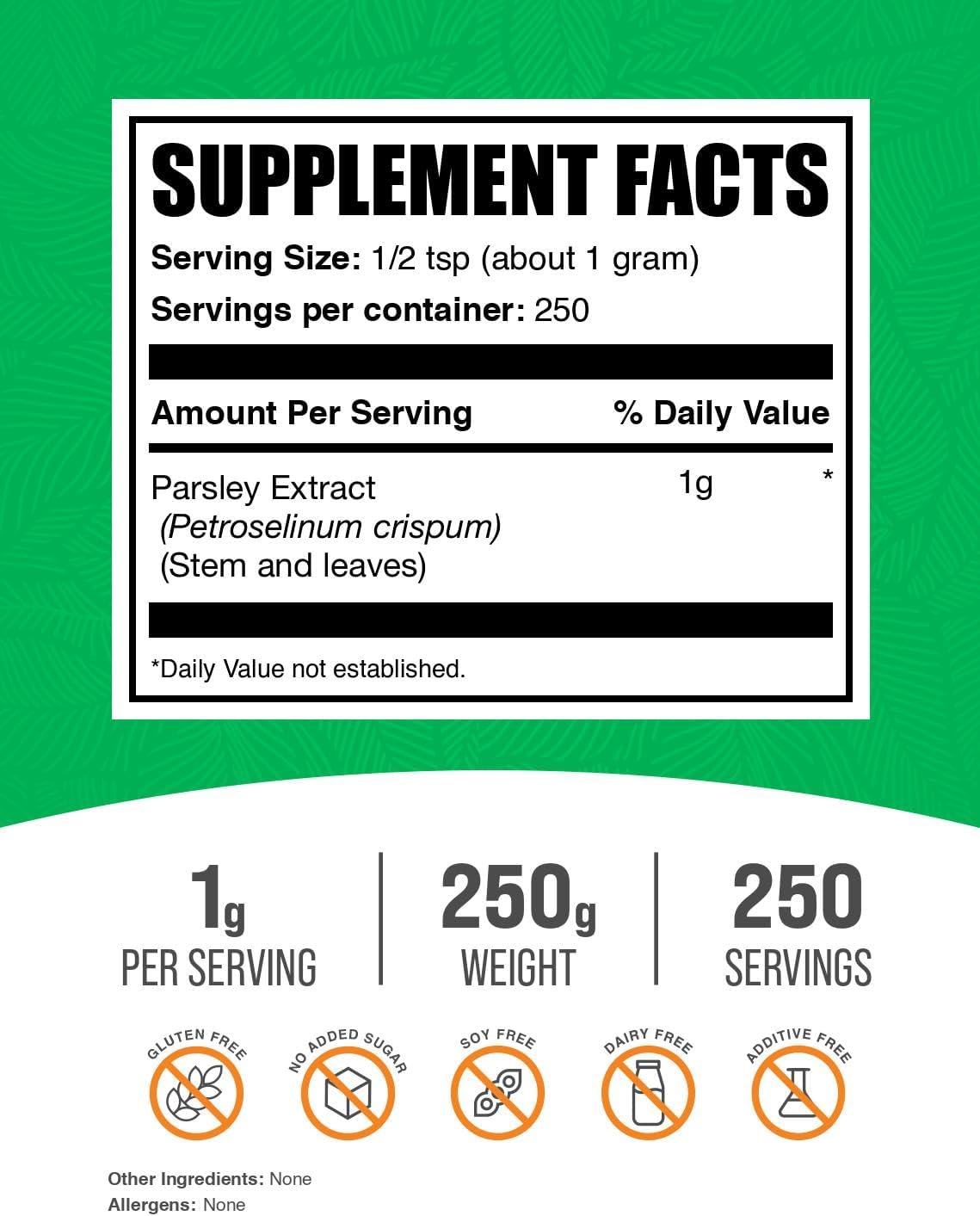 Powdered Parsley Extract - 250g (8.8 oz) - Natural Antioxidant Supplement