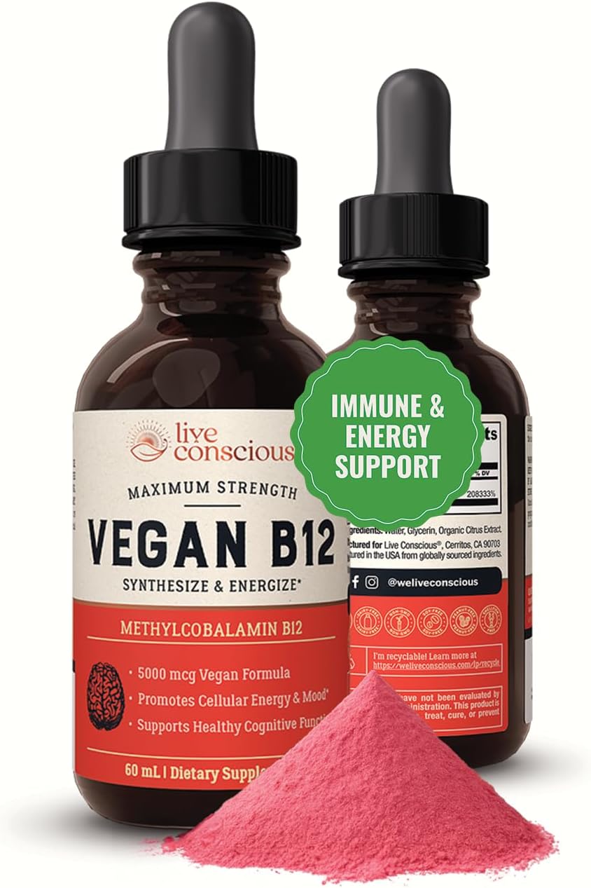 Live Conscious Vitamina B12 Vegana Sublingual - Metilcobalamina 5000 mcg