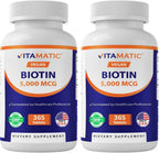 Vitamatic Biotina 5000 mcg (5 mg) - 365 Comprimidos Veganos - Vitamina B7