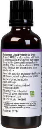 BlueBonnet Vitamina D3 1000 UI Líquido - Sabor Cítrico - 30 ml