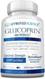 Approved Science Glucoprin - Berberina 250 mg, Morera, Canela, BioPerine - 60 Cápsulas Veganas (Pack de 6)