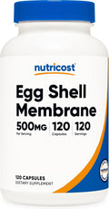 Nutricost Membrana de Cáscara de Huevo, 500 mg por Porción, 120 Cápsulas - Sin Gluten, Sin OGM