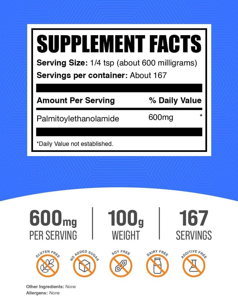 Polvo de Palmitoiletanolamida (PEA) - 100g - BulkSupplements