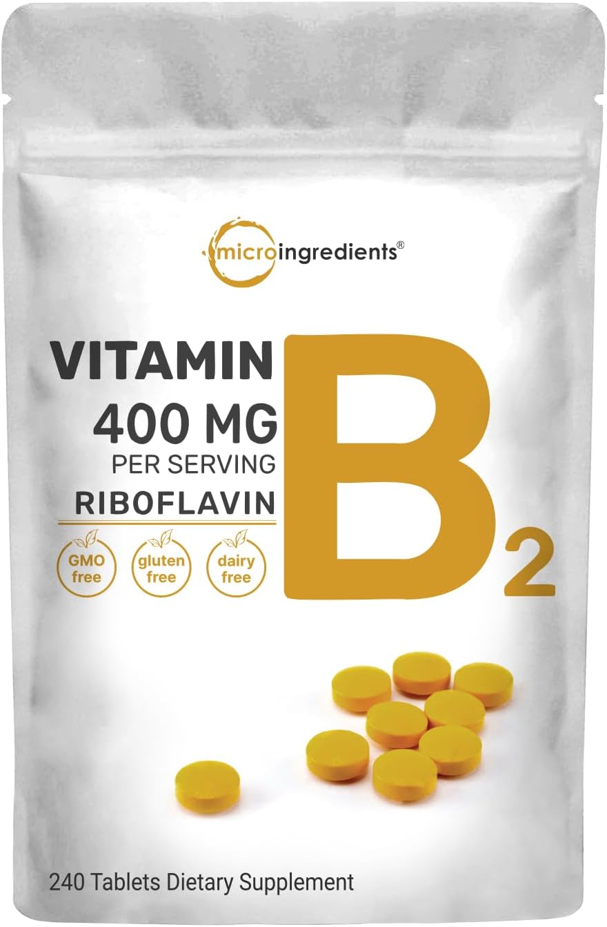 Micro Ingredients Riboflavina Vitamina B2, 400 mg por ración, 240 Comprimidos Mini