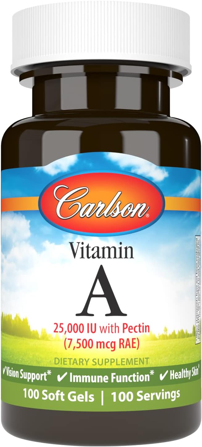 Carlson Labs Vitamin A with Pectin, 25000 IU, 100 Softgels