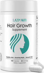 Lazpowfi Complemento para el Crecimiento del Cabello con Biotina 10000mcg, 30-en-1
