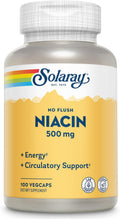 Solaray No Flush Niacin 500 mg, Vitamina B3 sin Enrojecimiento, Vegano, 100 Cápsulas
