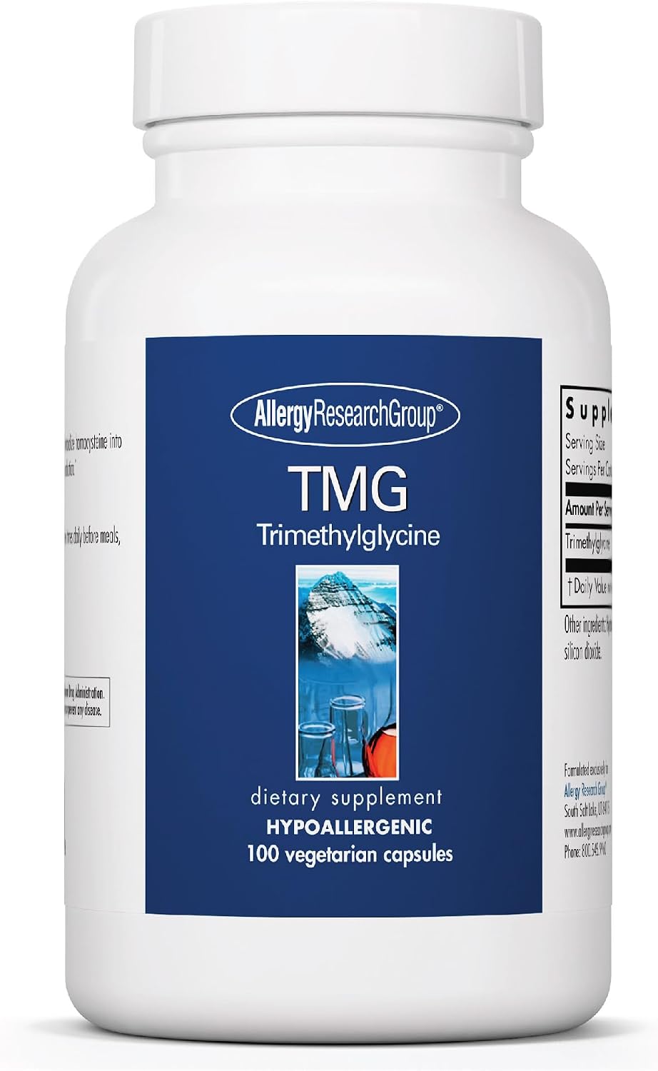 Trimetilglicina (TMG) 750 mg – Allergy Research Group – 100 Cápsulas