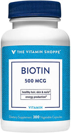 Biotina 500 µg - Complemento para cabello, piel y uñas - 300 cápsulas