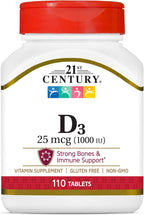 21st Century Vitamina D3 1000 UI, 110 Comprimidos