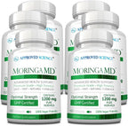 Approved Science MoringaMD - 1200 mg de Moringa Oleifera, Extracto 4:1, 60 Cápsulas Veganas (Pack de 6)