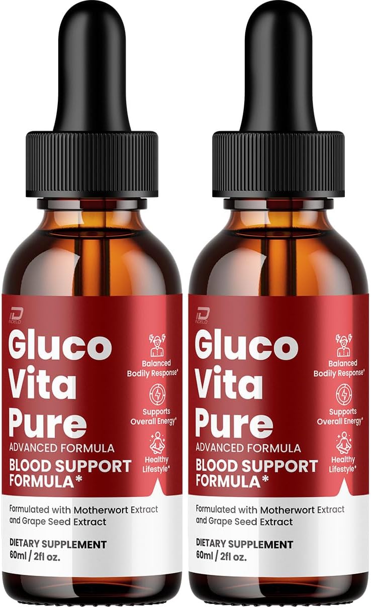 Gluco Vita Pure Drops - Fórmula Saludable con Ingredientes Naturales - 2 Envases (Suministro para 2 Meses)