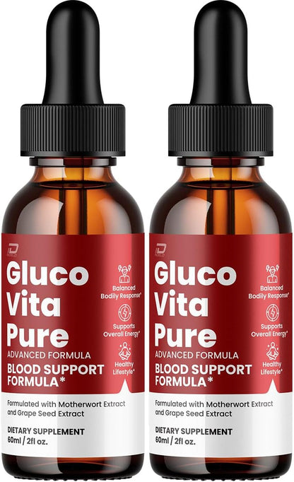 Gluco Vita Pure Drops - Fórmula Saludable con Ingredientes Naturales - 2 Envases (Suministro para 2 Meses) – Image 1