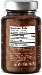 CLAV Cápsulas de Extracto de Germinados de Brócoli - 1000mg con 100mg de Sulforafano - Antioxidante - 60 Cápsulas - Vegano, Sin Gluten