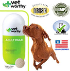 Vet Worthy Adult Multi Vitamins - Multivitamínico para Perros para Apoyar la Salud Óptima y el Bienestar General - Suplemento para Perros con Hierro, Magnesio, Zinc, Vitamina A, Vitaminas del Grupo B - Sabor a Hígado, 60 Comprimidos