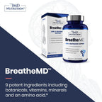 1MD Nutrition BreatheMD - Suplemento respiratorio e inmunológico con Saúco, Cromo y NAC, 60 cápsulas