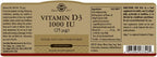 Solgar Vitamina D3 (Colecalciferol) 25 mcg (1000 UI), 100 Softgels