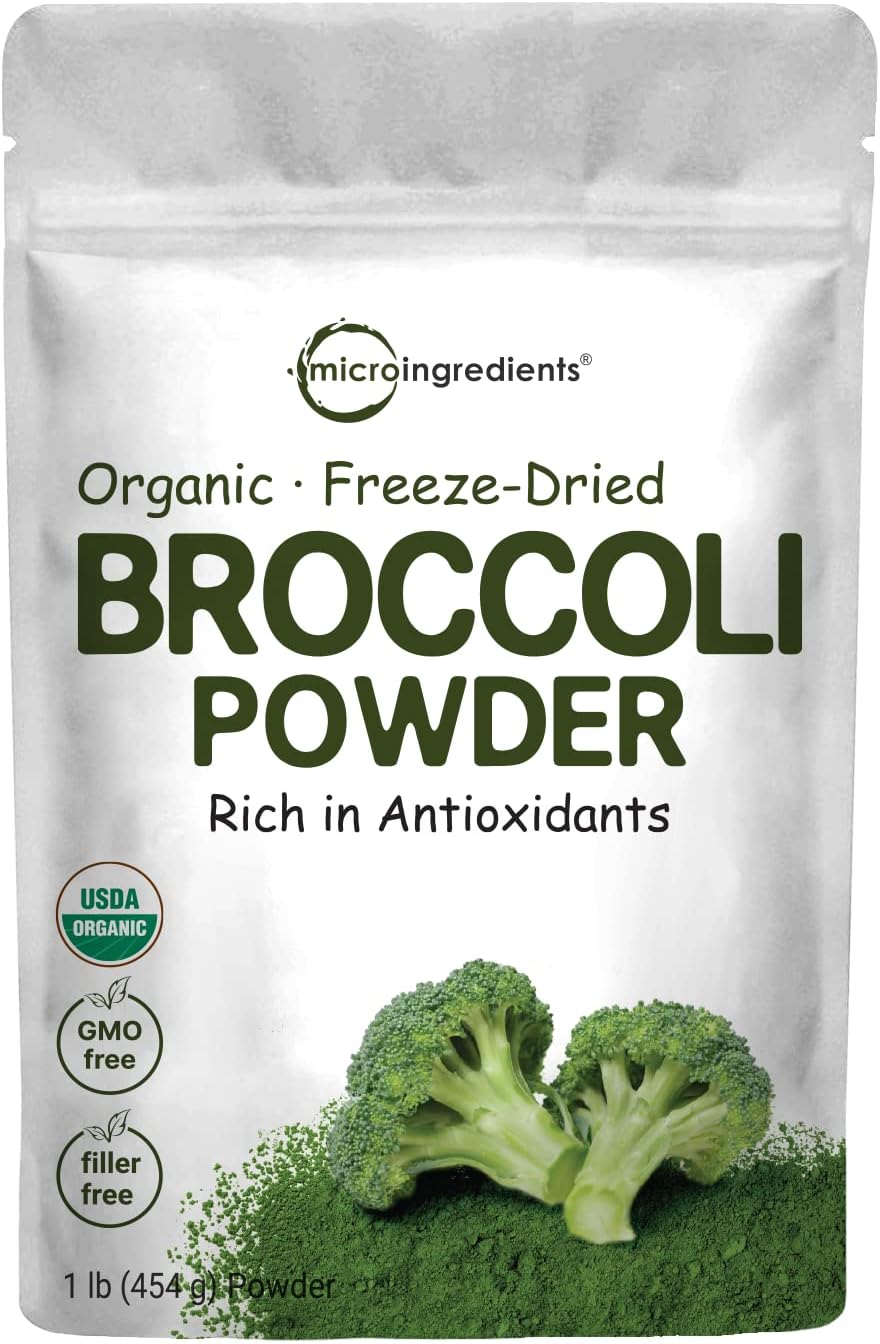 Micro Ingredients Polvo de Brócoli Orgánico, 454 g | Brócoli Crudo en Polvo | para Batidos, Bebidas y Recetas | Ecológico, Sin OMG, Sin Gluten, Vegano