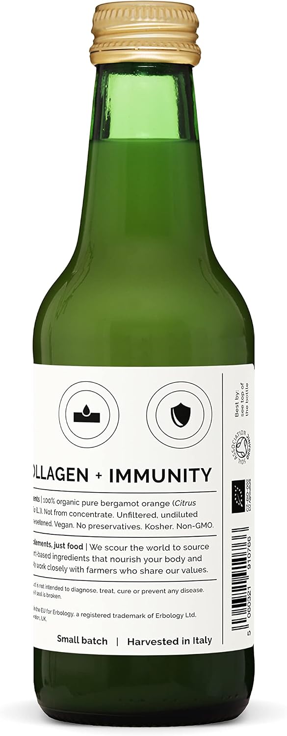Zumo de Bergamota 100% Orgánico 250ml (Caja de 12) - Rico en Flavonoides Bioactivos - Sin Azúcar Añadido - No GMO