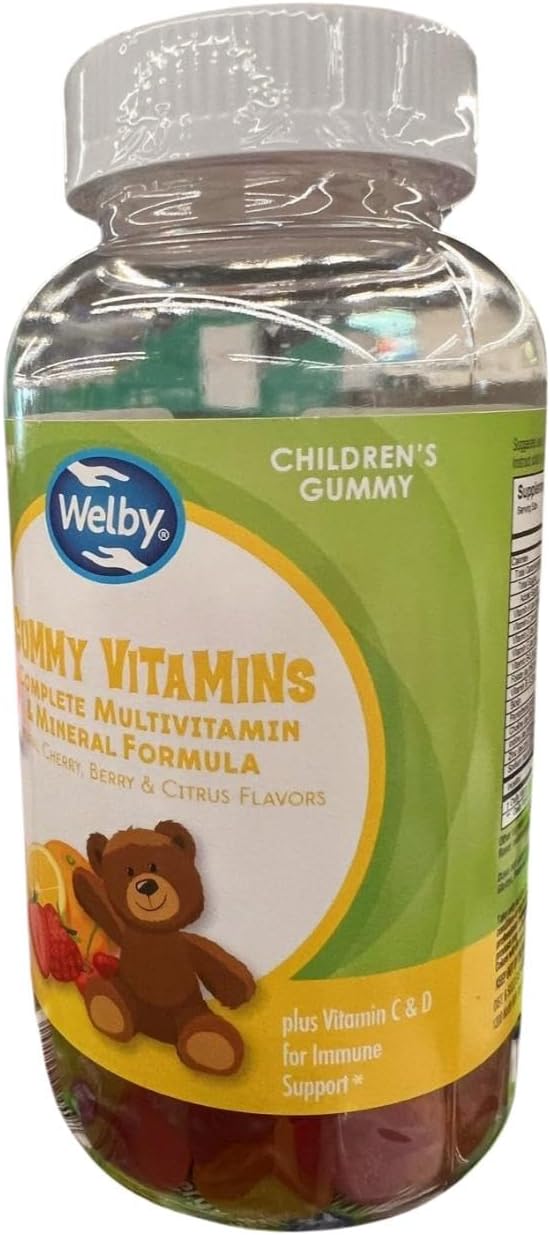 Gominolas Multivitamínicas Infantiles, Fórmula Completa de Vitaminas y Minerales, Sabores Naturales Cereza, Baya y Cítricos, 190 Gominolas, Sin Gluten