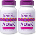 Barimelts ADEK - 60 comprimidos de disolución rápida (2 meses) - Vitaminas bariátricas para mujeres con vitamina A, D, E y K, sabor natural a fresa