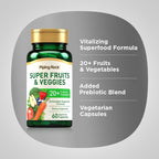 Complemento de Frutas y Verduras Piping Rock | 60 Cápsulas | Vitaminas de Superalimentos | Fórmula Antioxidante y Mezcla Prebiótica | Vegano, No-GMO, Sin Gluten