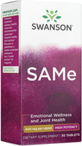 Swanson SAMe de Alta Potencia 400 mg, 30 Comprimidos