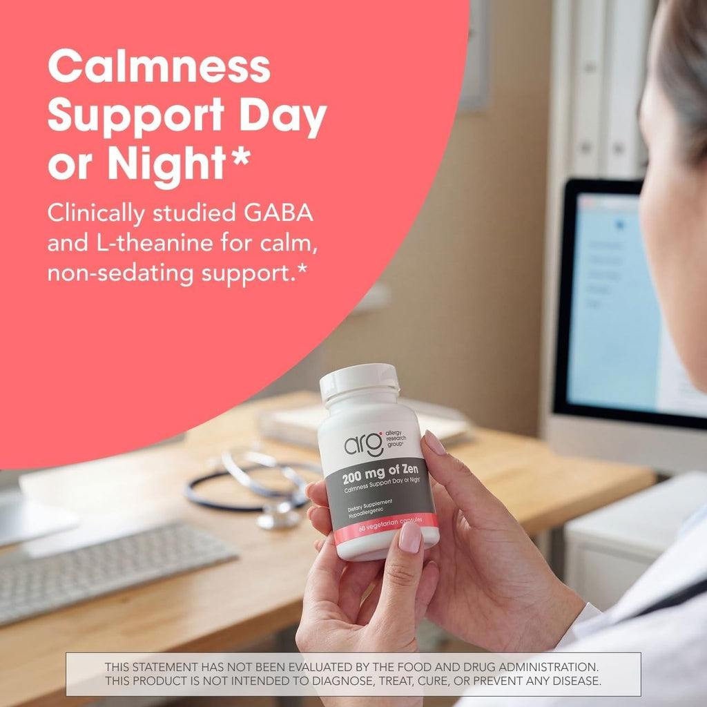 Allergy Research Group 200 mg of Zen - 60 Cápsulas - L-Teanina y GABA
