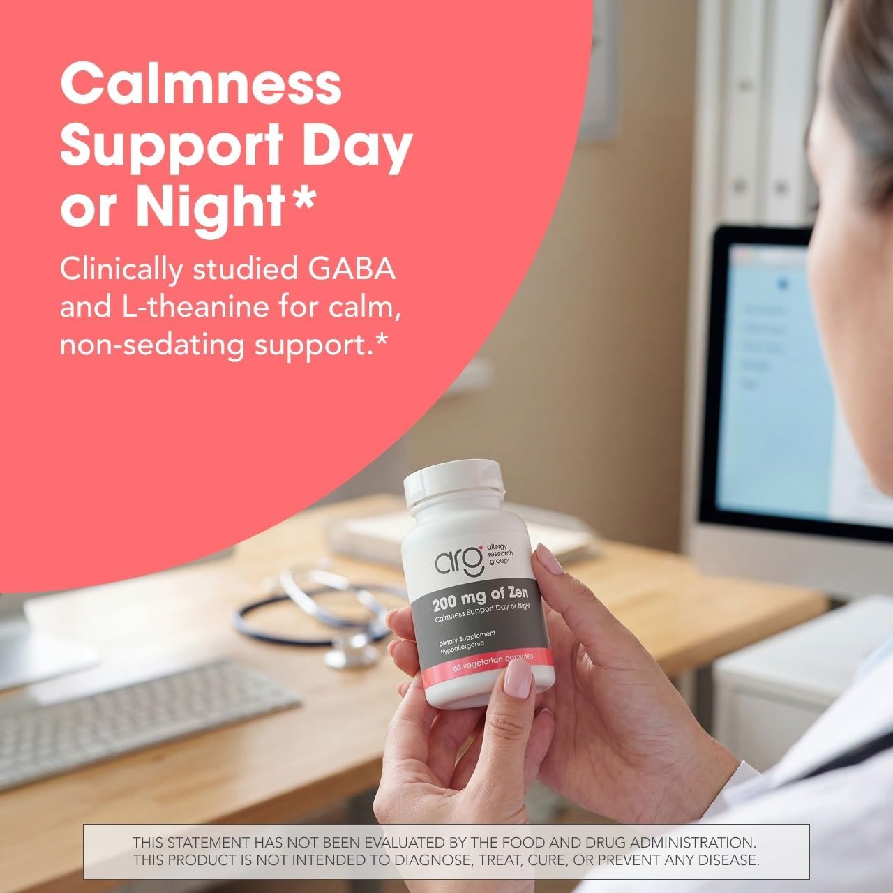 Allergy Research Group 200 mg of Zen - 60 Cápsulas - L-Teanina y GABA