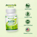 INNERVISNUTRITION Biotina de Alta Potencia 5000mcg – Contribuye al Mantenimiento del Cabello, Piel y Uñas, 120 Cápsulas Veganas