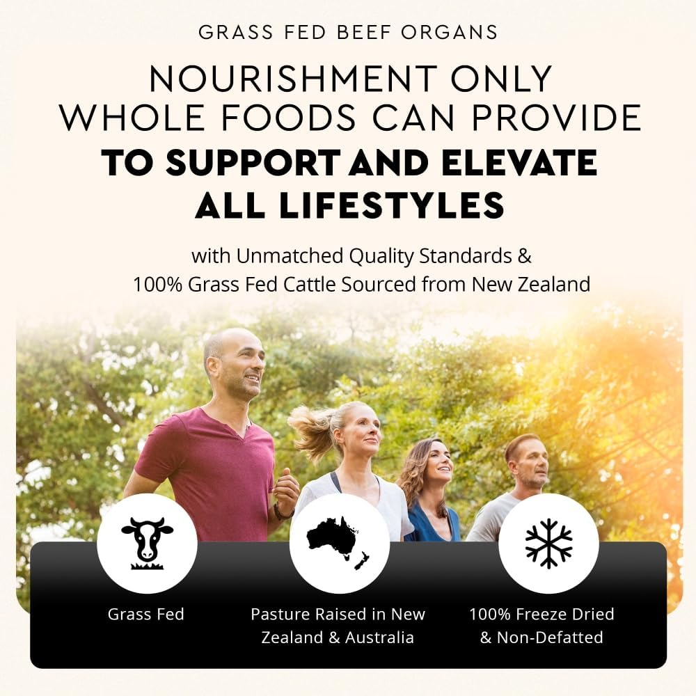 Ancestral Supplements Suplemento de Órganos de Res Alimentados con Pasto - Mezcla de Hígado, Corazón, Riñón, Páncreas, Bazo - Liofilizado - No GMO - 180 Cápsulas