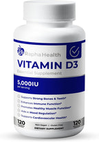 Vitamina D3 5000 UI | Apoyo Inmunitario, Óseo y Muscular | 120 Cápsulas Blandas - 4 Meses