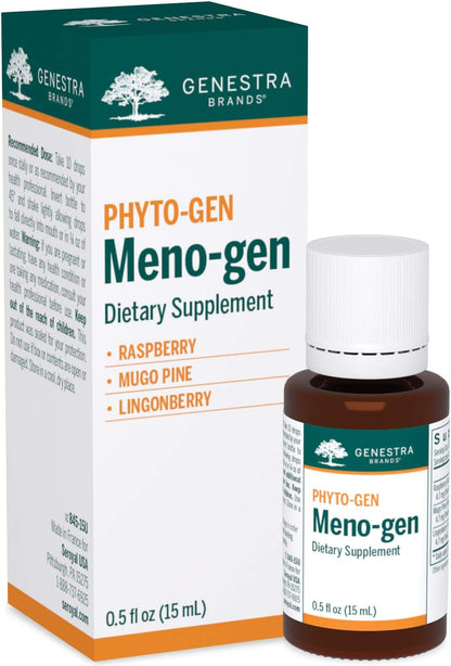 Genestra Brands Meno-gen | Suplemento herbal de frambuesa, pino mugo y arándano rojo | 15 ml – Image 1