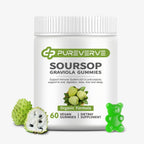 Pureverve Soursop Graviola Gummies con Musgo Marino y Zinc, Sin Azúcar, Vegano - 120 Gominolas (2 Paquete)