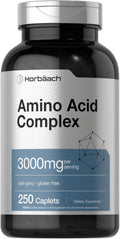 Horbäach Complejo de Aminoácidos 3000mg | 250 Caplets | Sin Gluten, No-GMO