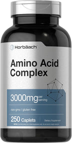 Horbäach Complejo de Aminoácidos 3000mg | 250 Caplets | Sin Gluten, No-GMO
