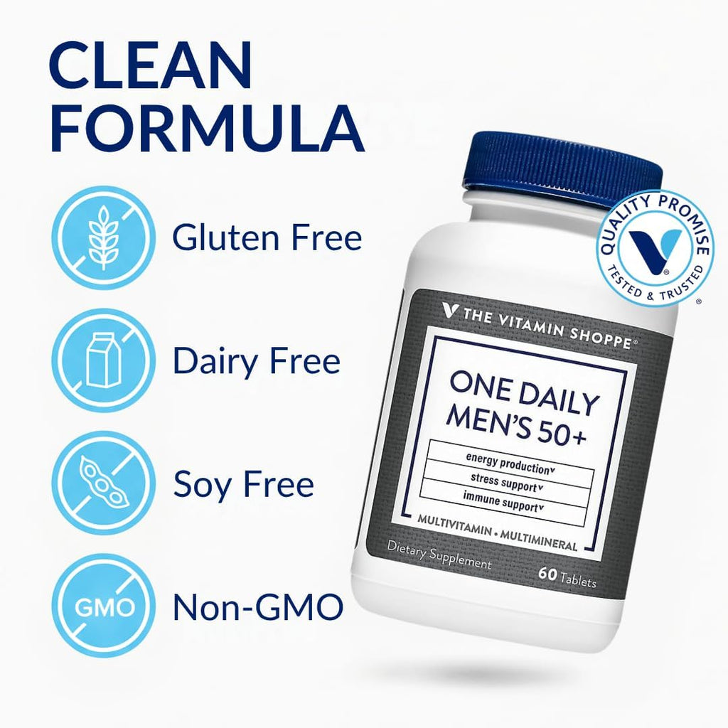 The Vitamin Shoppe Multivitamínico Multimineral Diario para Hombres de 50+, 60 Comprimidos