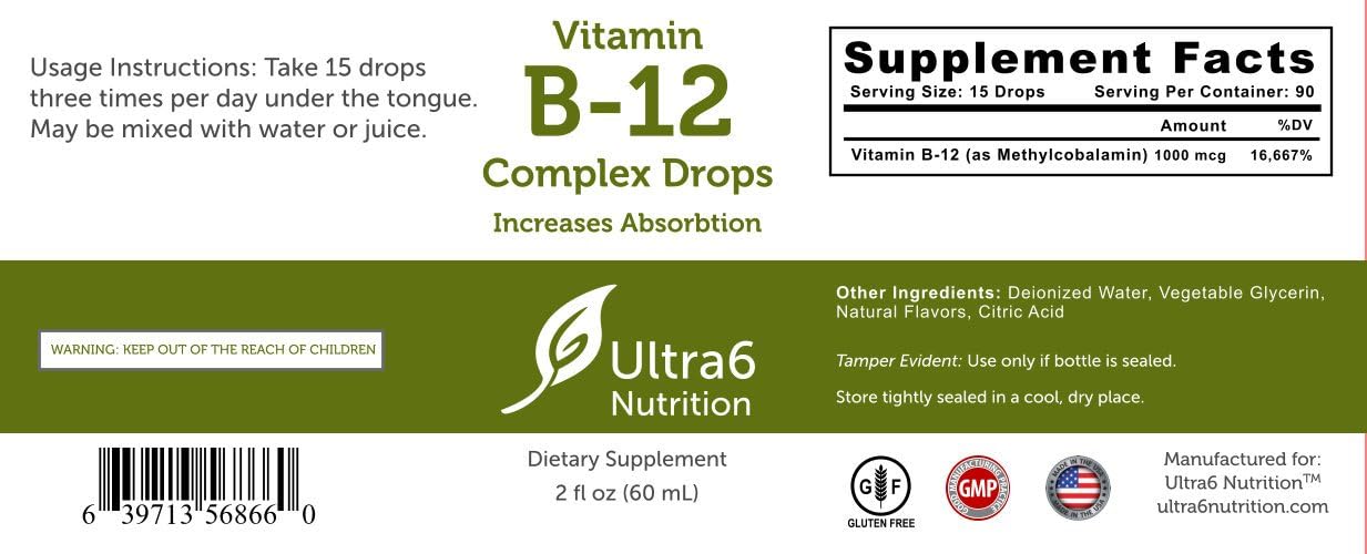 Vitamina B12 Sublingual en Gotas Líquidas - Metilcobalamina 90 Días - Suplemento Energético