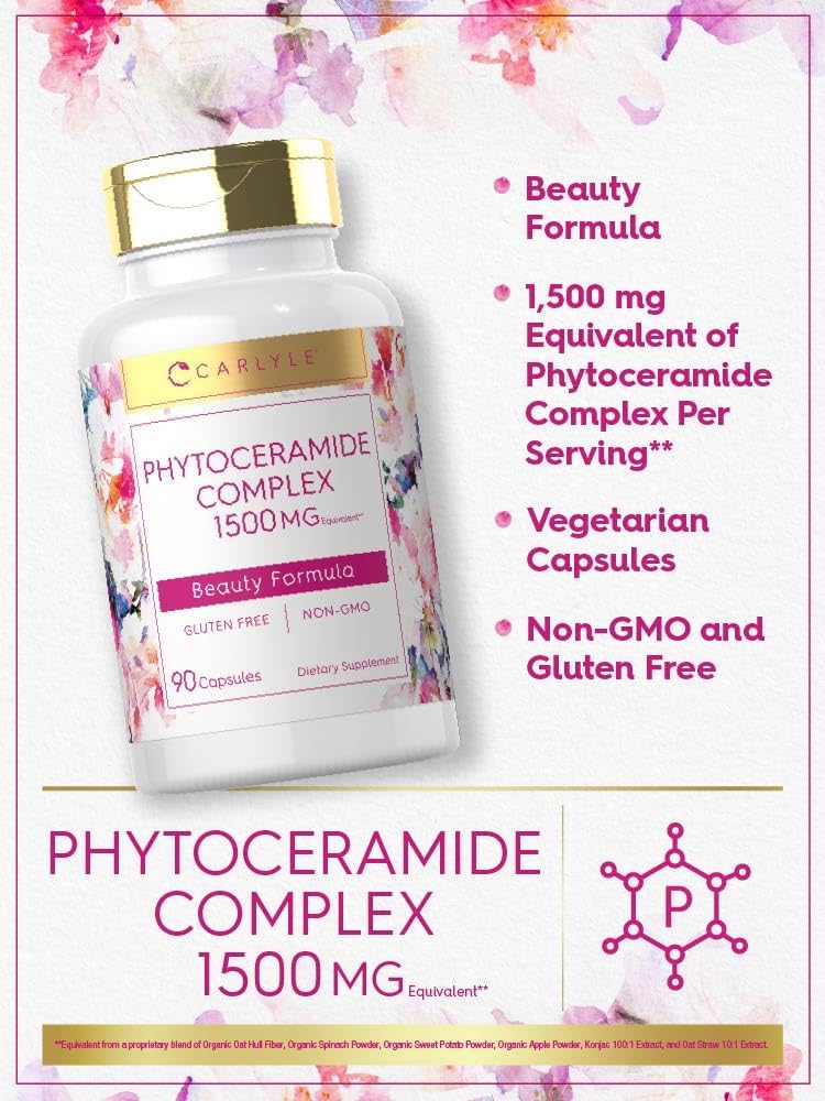 Carlyle Suplemento de Fitoceramidas | 90 Cápsulas | con Boniato Ecológico | Complejo de Belleza | Vegetariano, Sin Gluten y No GMO