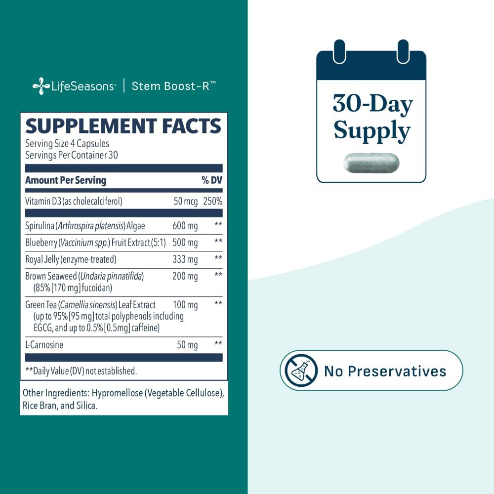 LifeSeasons Stem Boost-R - Apoyo a Células Madre con Antioxidantes - 120 Cápsulas