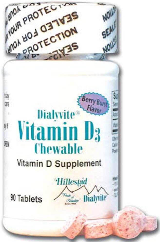 Dialyvite Vitamina D3 Masticable (2.000 UI) - Sabor Berry Burst - 90 Comprimidos