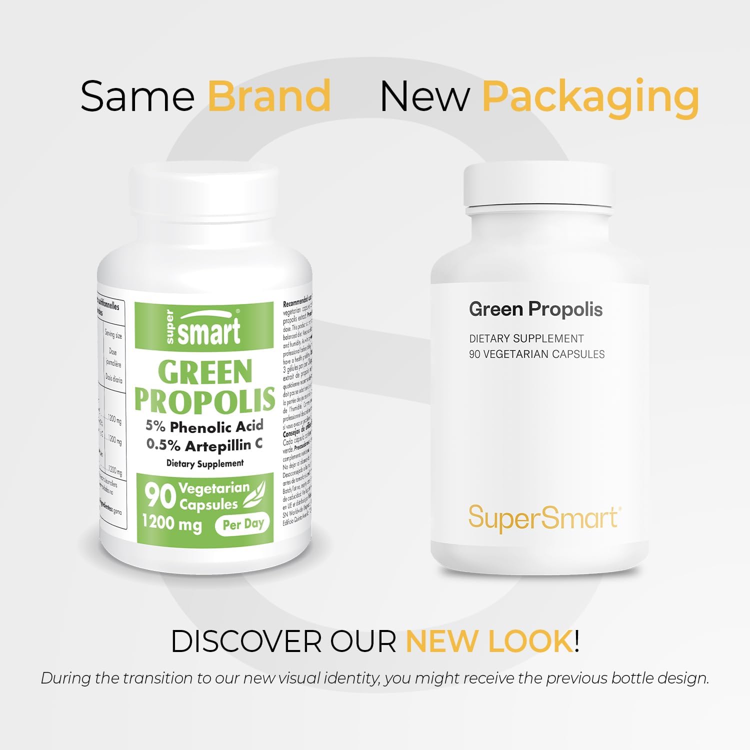 Supersmart Propóleo Verde 1200 mg - Extracto Patentado Green Art - 90 Cápsulas Vegetales