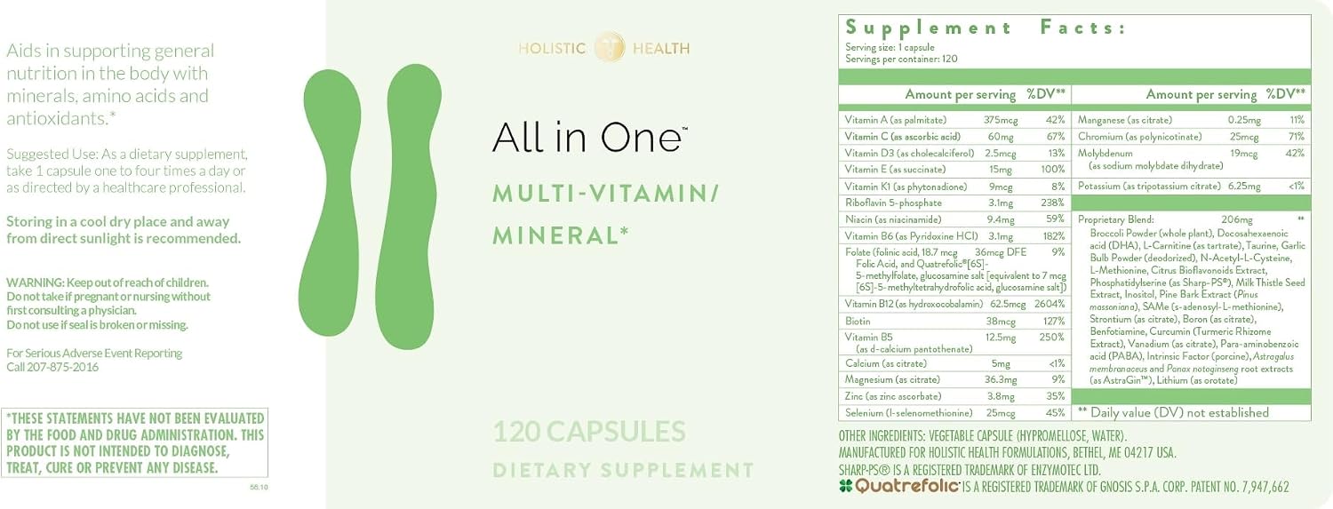 Holistic Health All in ONE Multi Vitamina y Mineral - 120 Cápsulas