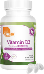 Zahler Vitamina D3 3000 UI - Suplemento de Vitamina D3, 3.000 UI, Certificado Kosher (250 Softgels)