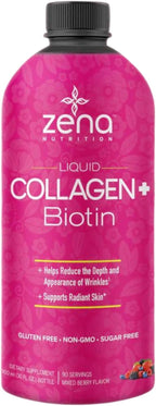 Zena Nutrition Colágeno Líquido Premium con Biotina – 887 ml (30 oz)